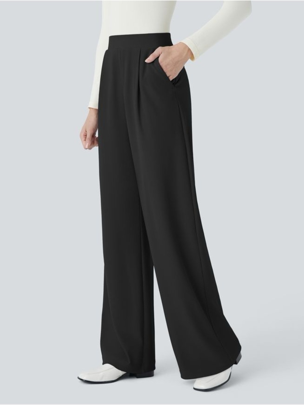 NWT Halara Flex™ High Waisted Body Sculpt Waist-Slimming Pocket Wide Leg Micro
